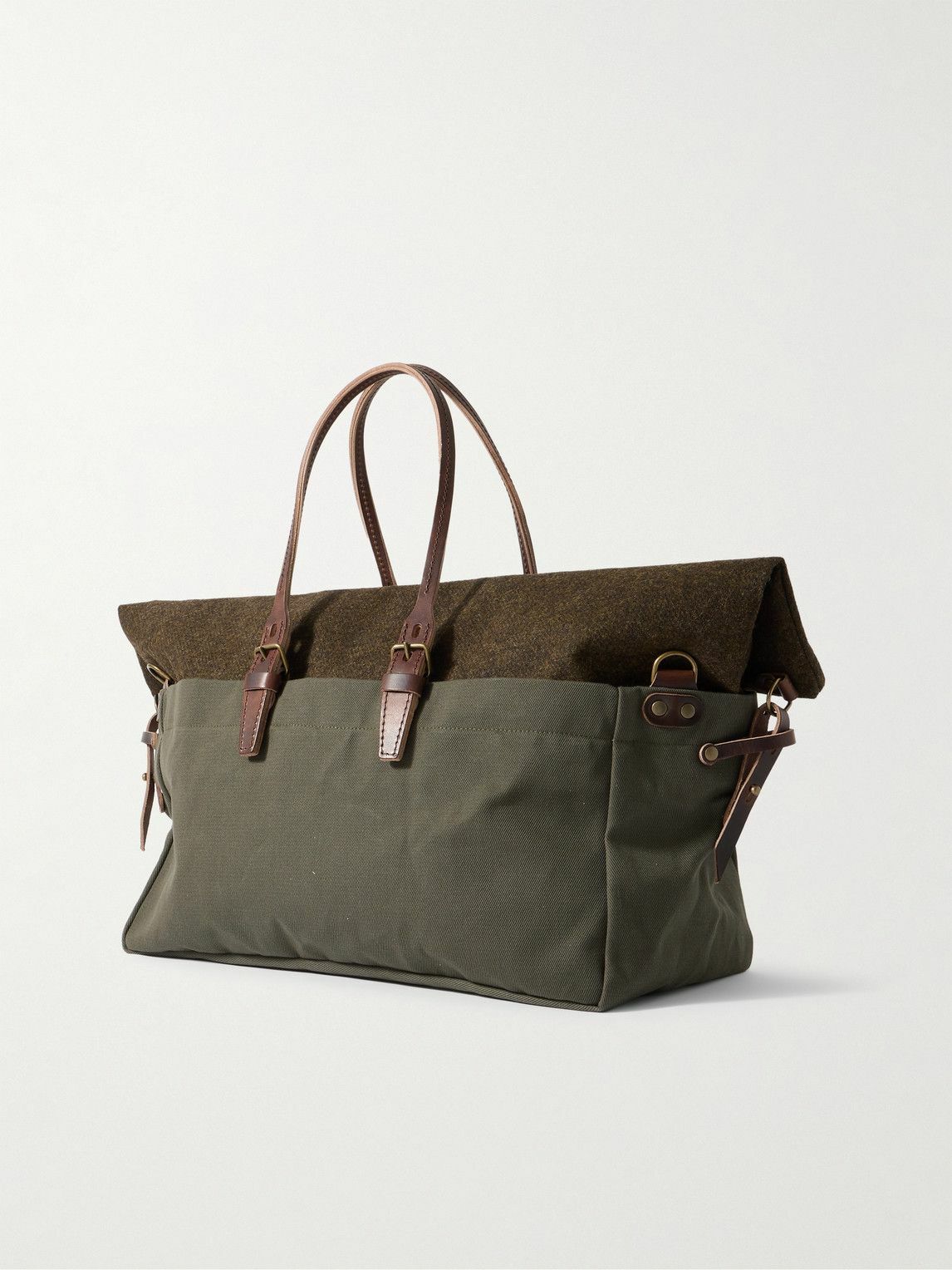 Bleu de Chauffe - Cabine Leather-Trimmed Tweed and Canvas Weekend Bag