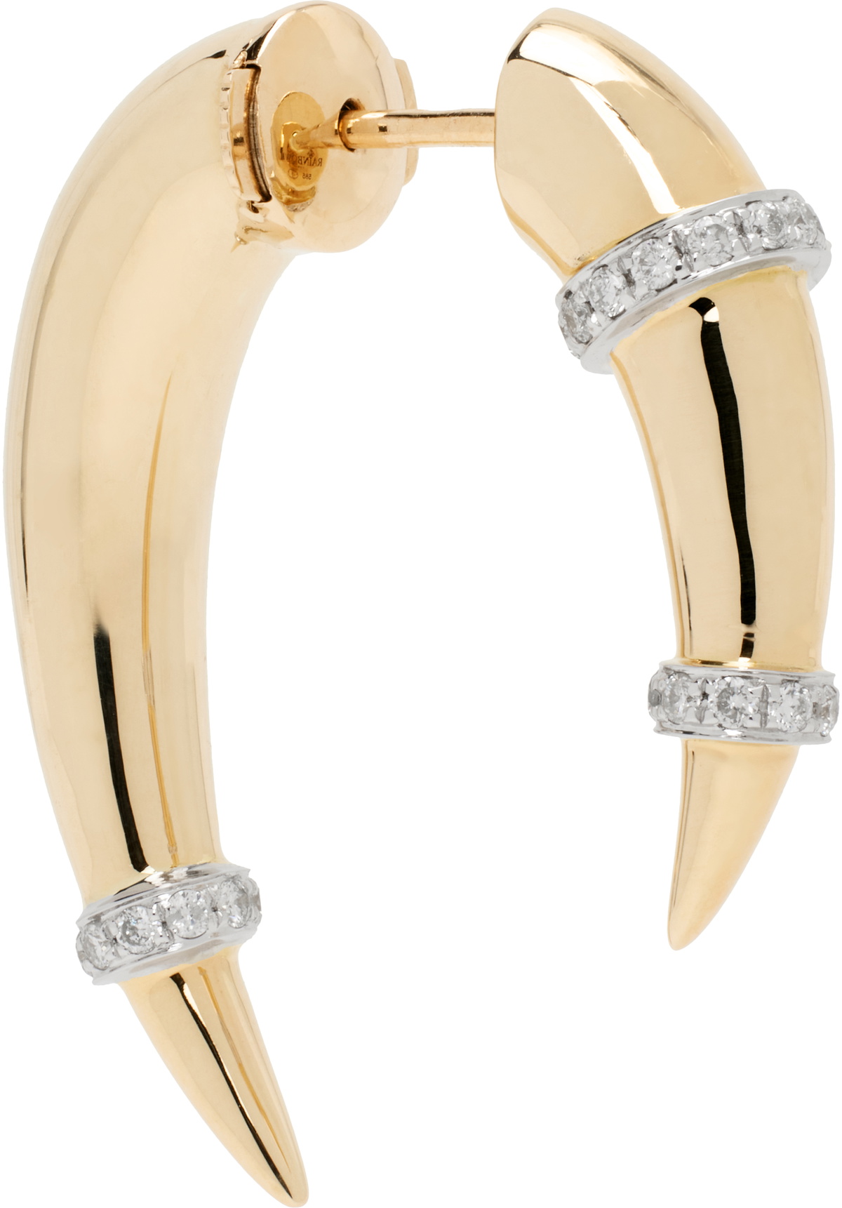 Rainbow K Gold & White Gold Horn Single Earring