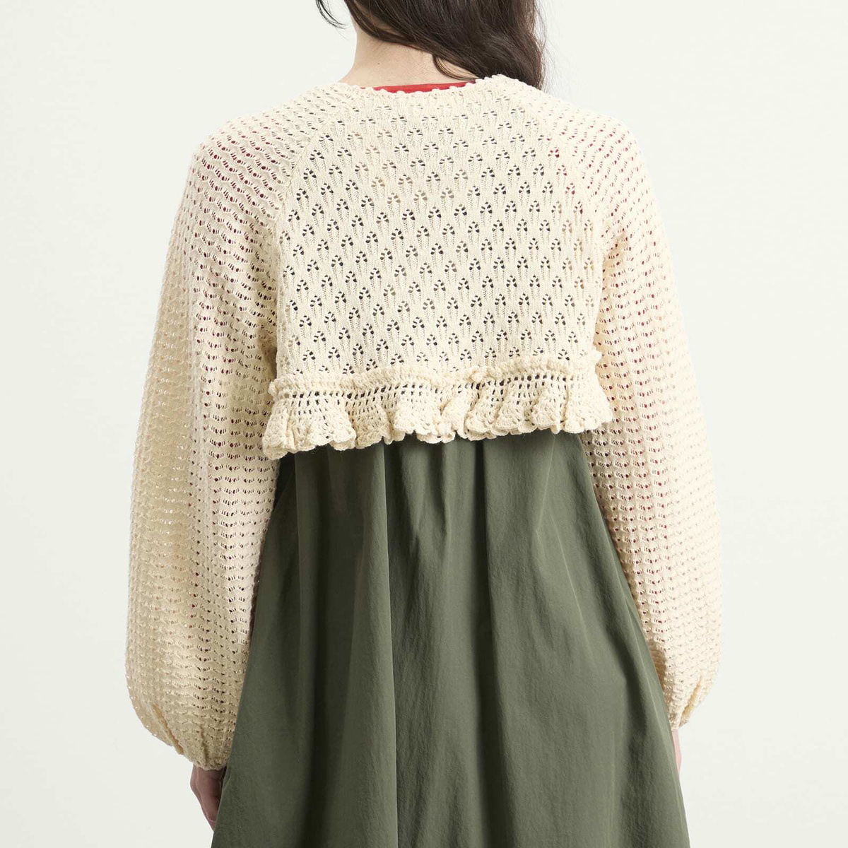 Beams Boy Women's Lace Knit Cardigan in Ivory 