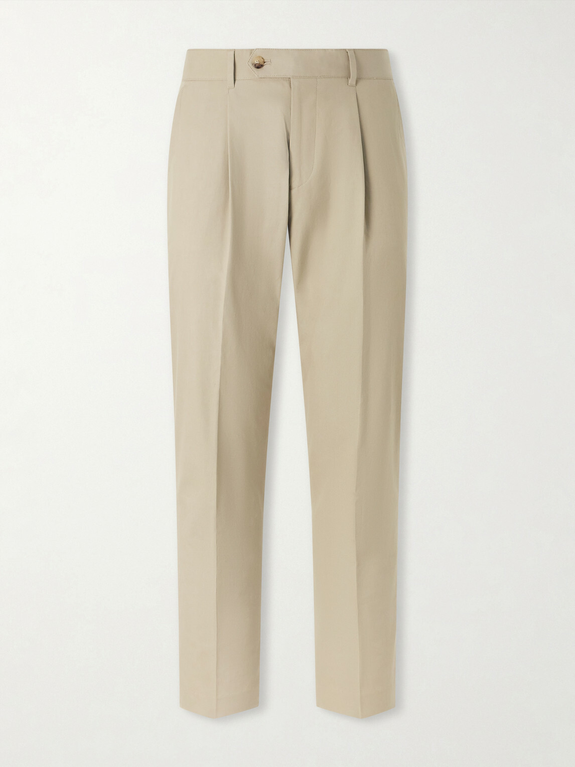 Paul Smith - Straight-Leg Pleated Organic Cotton-Twill Trousers - Brown
