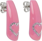 I'm Sorry by Petra Collins SSENSE Exclusive Pink & Silver D'heygere Edition Heart Nail Earrings