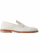 Brunello Cucinelli - Suede Penny Loafers - Neutrals