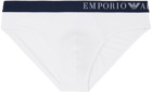 Emporio Armani Two-Pack Navy & White Briefs