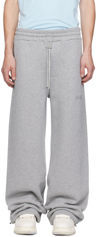 Photo: AMIRI Gray Embroidered Logo Sweatpants