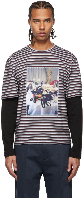 Photo: Rassvet Brown & Grey Striped Slava Mogutin Edition Long Sleeve T-Shirt