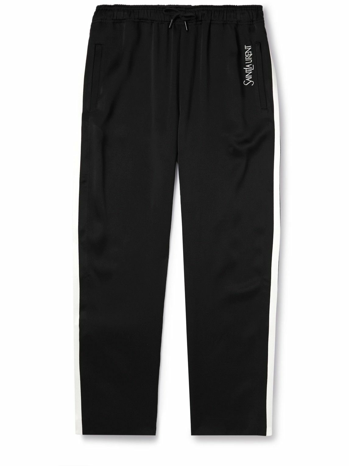 Photo: SAINT LAURENT - Straight-Leg Satin-Jersey Sweatpants - Black