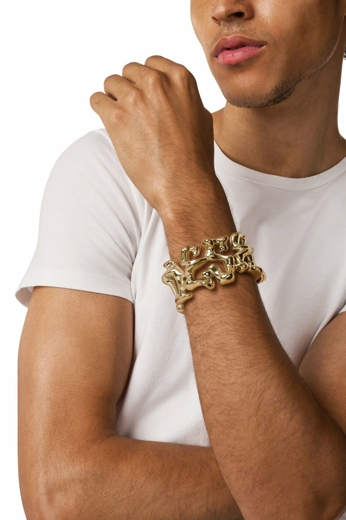 Diesel Stainless steel cuff bracelet - Bracelets - Unisex - Gold
