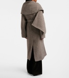 Ferragamo Herringbone caped wool and cotton wrap coat