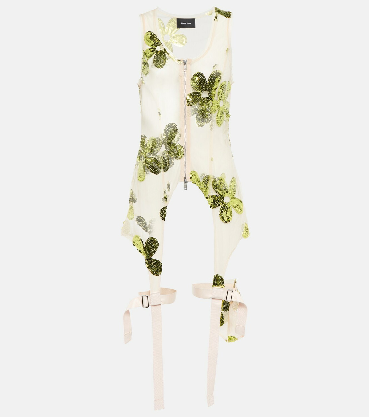 Simone Rocha - Sequined zip-up tulle top Simone Rocha