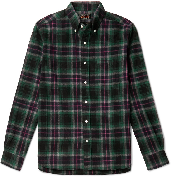 Photo: Beams Plus - Button-Down Collar Cotton-Flannel Shirt - Green