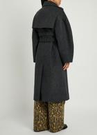 Ganni Belted Wool-blend Trench Coat Black