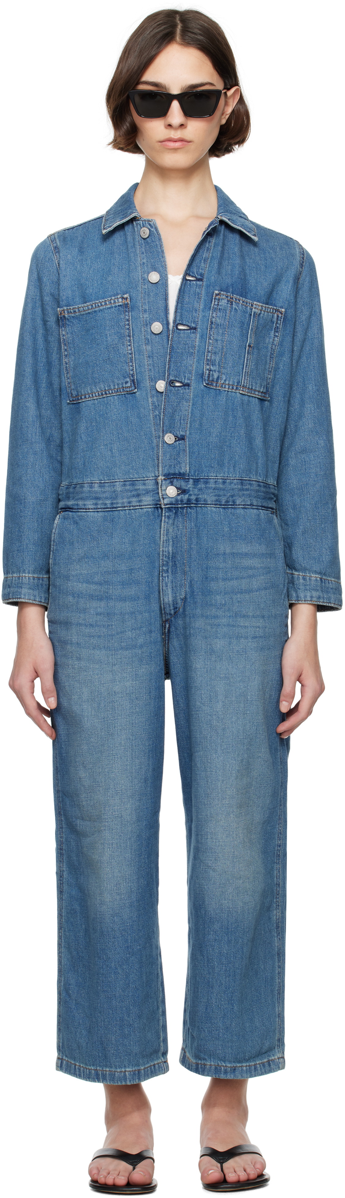 Levi's Blue Iconic Linen+ Denim Jumpsuit