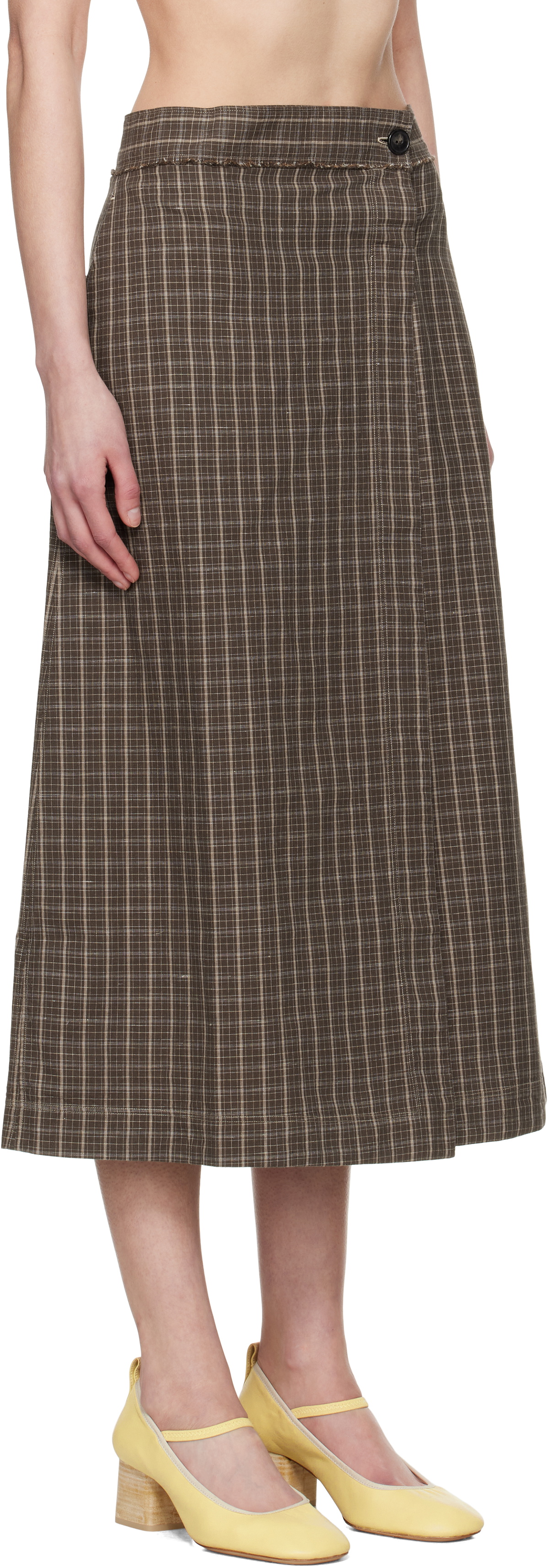 mfpen Brown Classic Wrap Midi Skirt