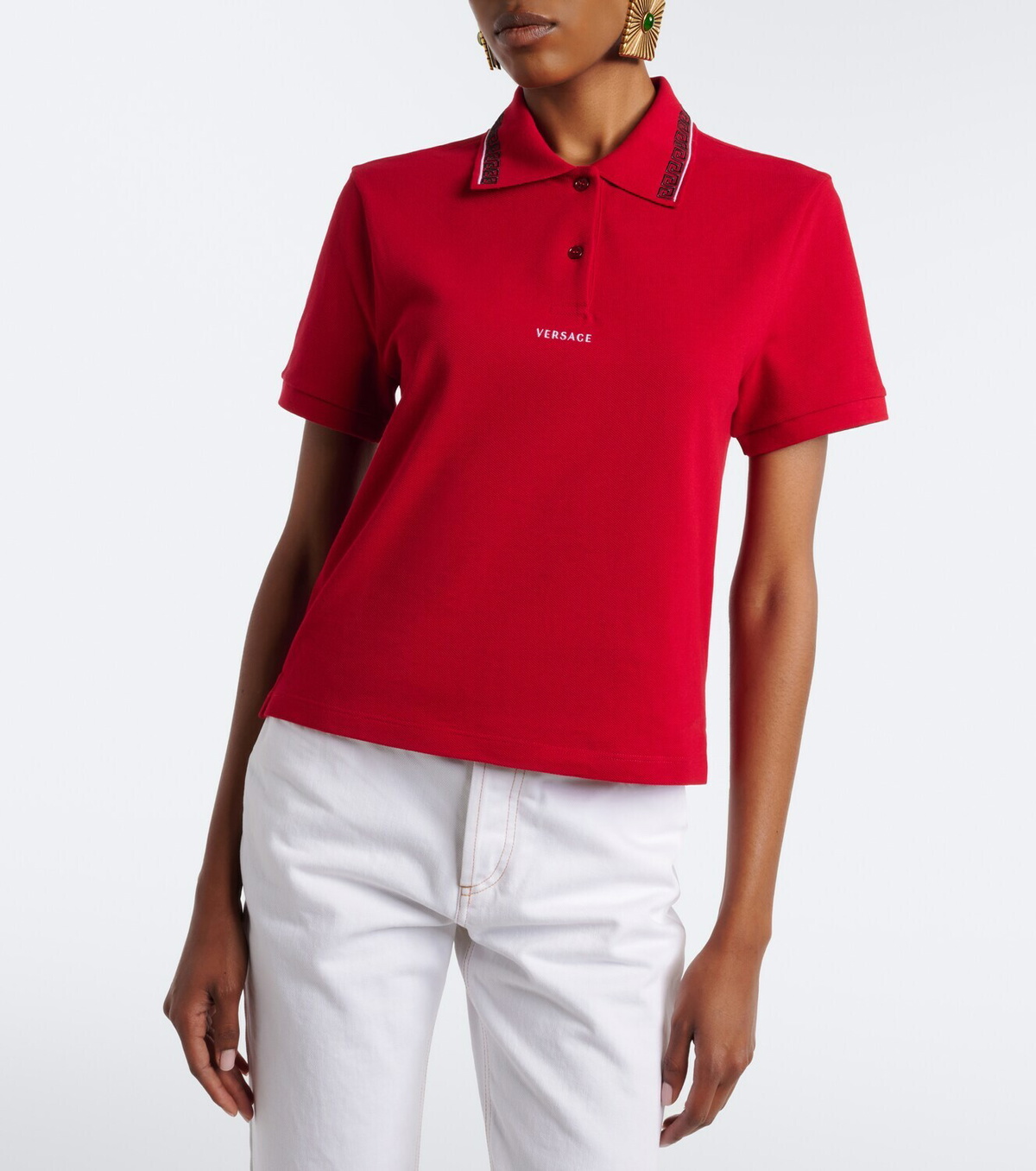 Versace Greca cotton piqué polo shirt