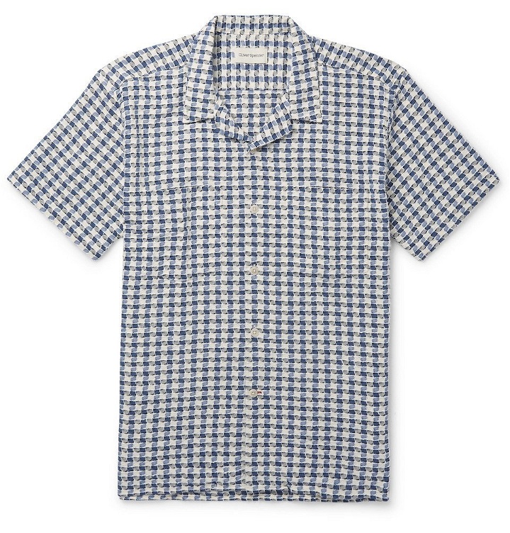 Photo: Oliver Spencer - Ebley Camp-Collar Checked Woven Cotton Shirt - Blue