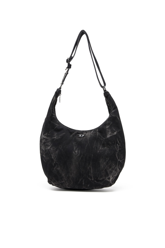 Photo: Diesel Rave - Hobo denim bag with zipper - Shoulder Bags - Unisex - Black