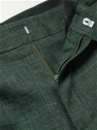 Mr P. - Mike Straight-Leg Pleated Wool, Silk and Linen-Blend Suit Trousers - Green
