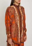 Zimmermann Mohon Printed Silk Shirt Orange