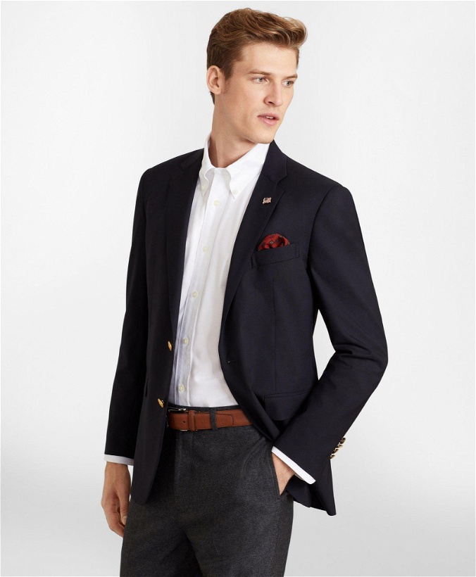 Photo: Brooks Brothers Men's Milano Slim-Fit Two-Button 1818 Blazer | Navy