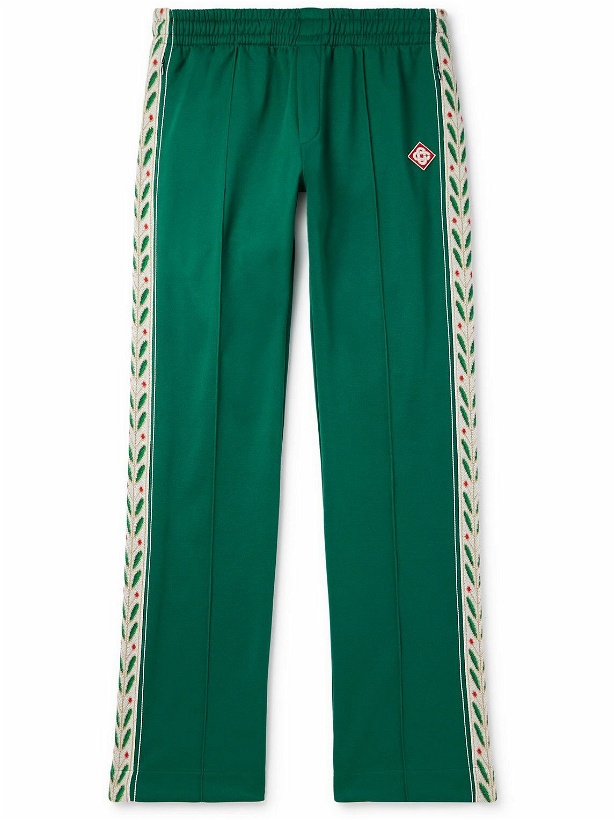 Photo: Casablanca - Laurel Straight-Leg Appliquéd Jersey Sweatpants - Green