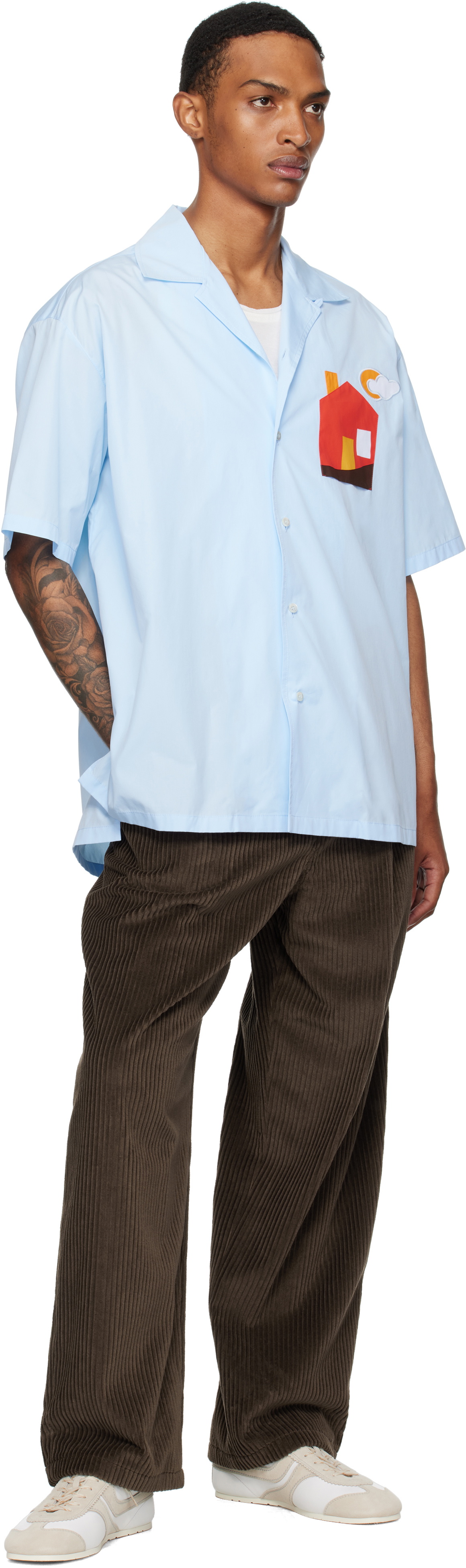 Moschino Blue Cotton Poplin Shirt