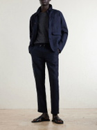 Mr P. - James Tapered Linen Drawstring Cargo Trousers - Blue