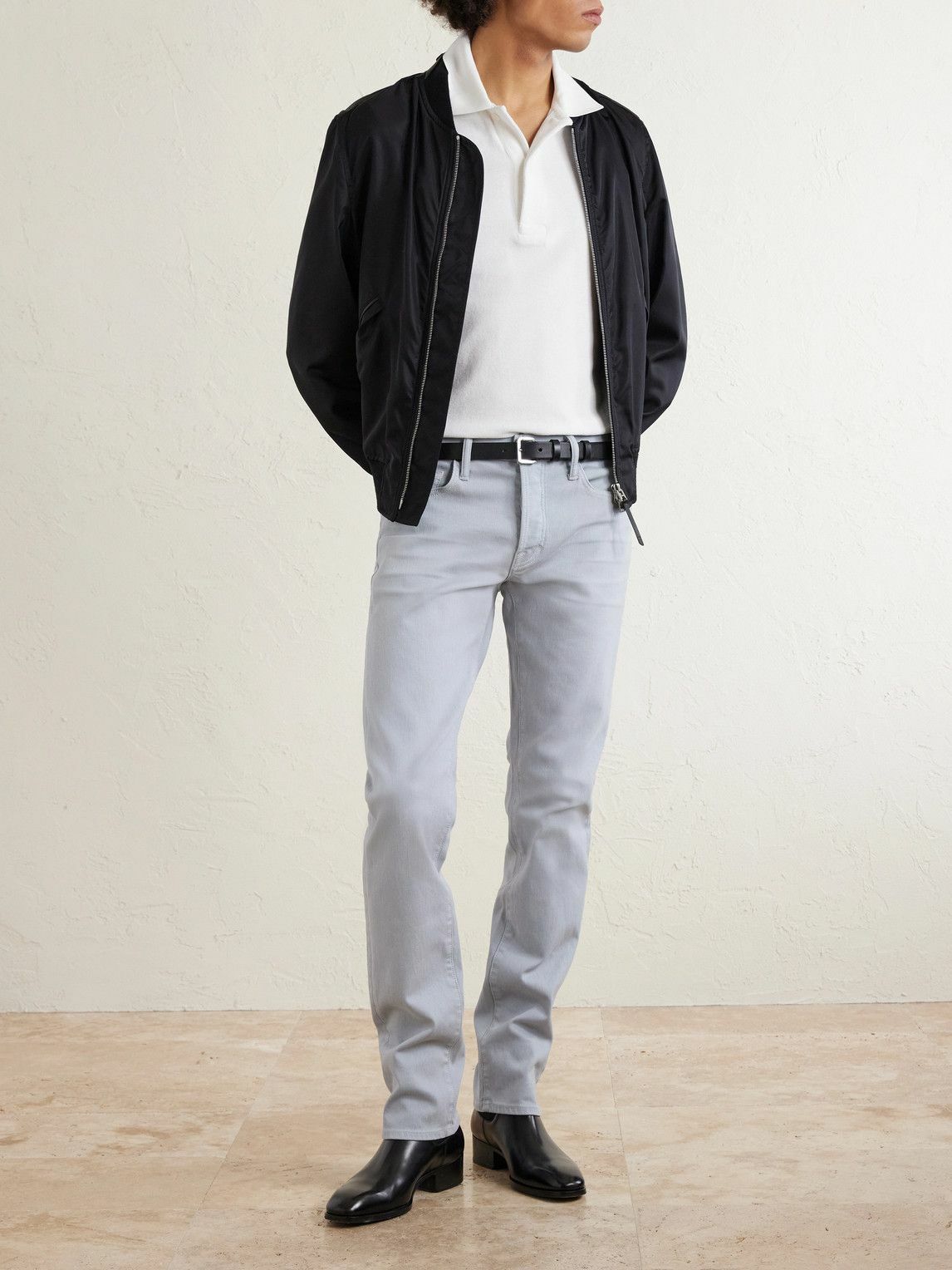 TOM FORD - Slim-Fit Straight-Leg Cotton-Blend Trousers - Blue