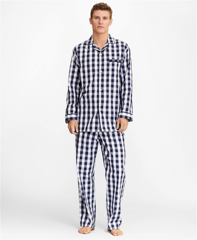 Photo: Brooks Brothers Men's Buffalo Check Pajamas | Navy