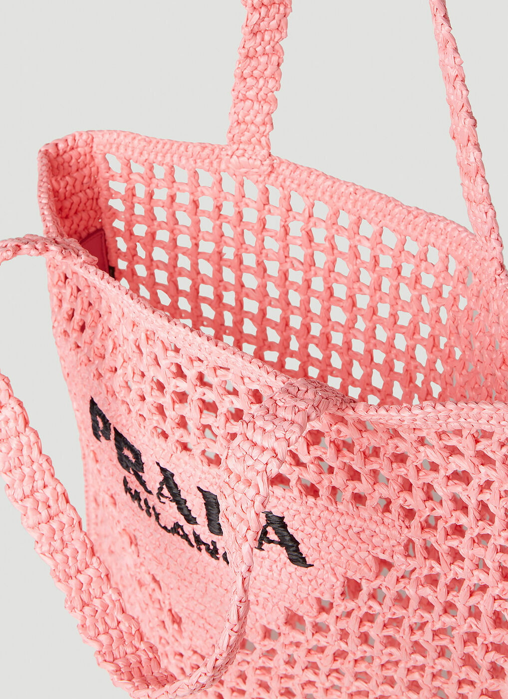 Prada Leather And Raffia Shoulder Bag in Pink