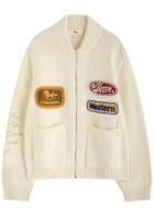 Cherry Los Angeles Western Patch-appliqué Cotton Cardigan Cream