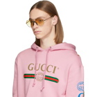 Gucci Gold and Black Pilot Sunglasses