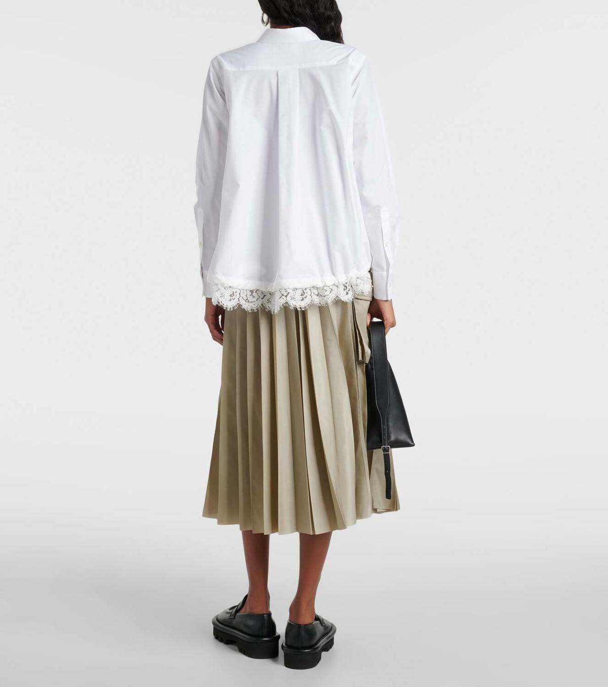 Sacai Lace-trimmed poplin shirt Sacai