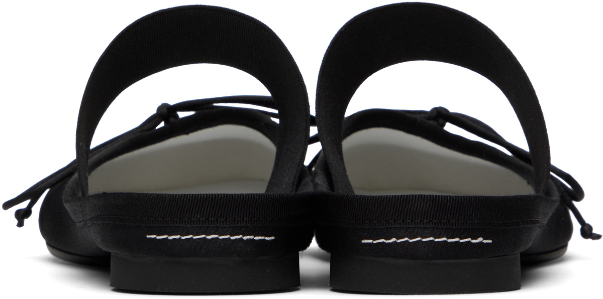 MM6 Maison Margiela Black Satin Anatomic Logo Ballerina Slippers