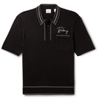 Burberry - Logo-Embroidered Contrast-Tipped Knitted Mulberry Silk Polo Shirt - Black