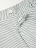 LE 17 SEPTEMBRE - Straight-Leg Pleated Striped Cotton Trousers - Gray