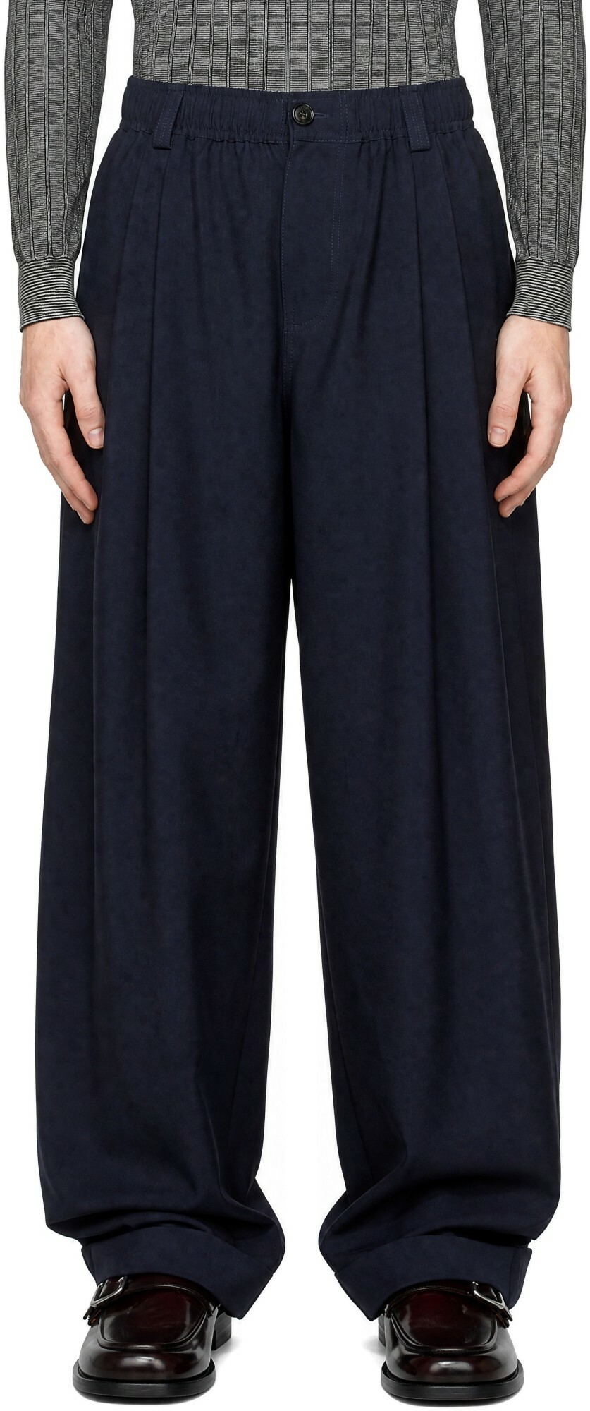 Marni Navy Pleated Trousers