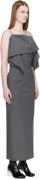 MM6 Maison Margiela Gray Folded Wool Maxi Dress