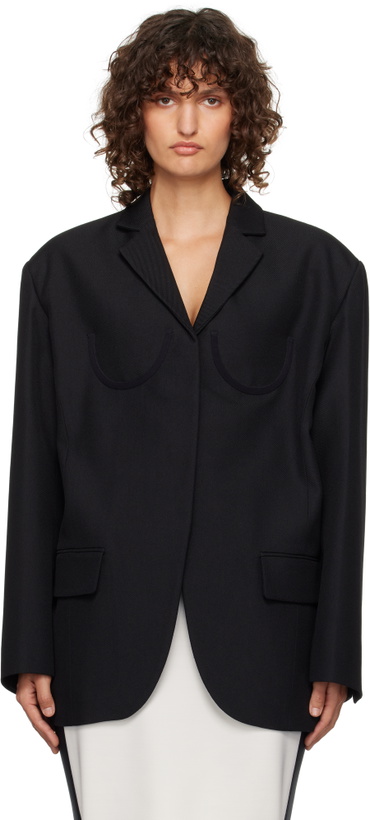 Photo: Pushbutton Black Bra Detail Single Blazer
