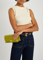 Victoria Beckham The 202 Cracked-effect Leather Clutch - Green - One Size