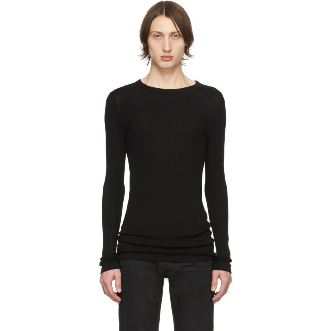 Photo: Saint Laurent Black Ribbed Jersey T-Shirt