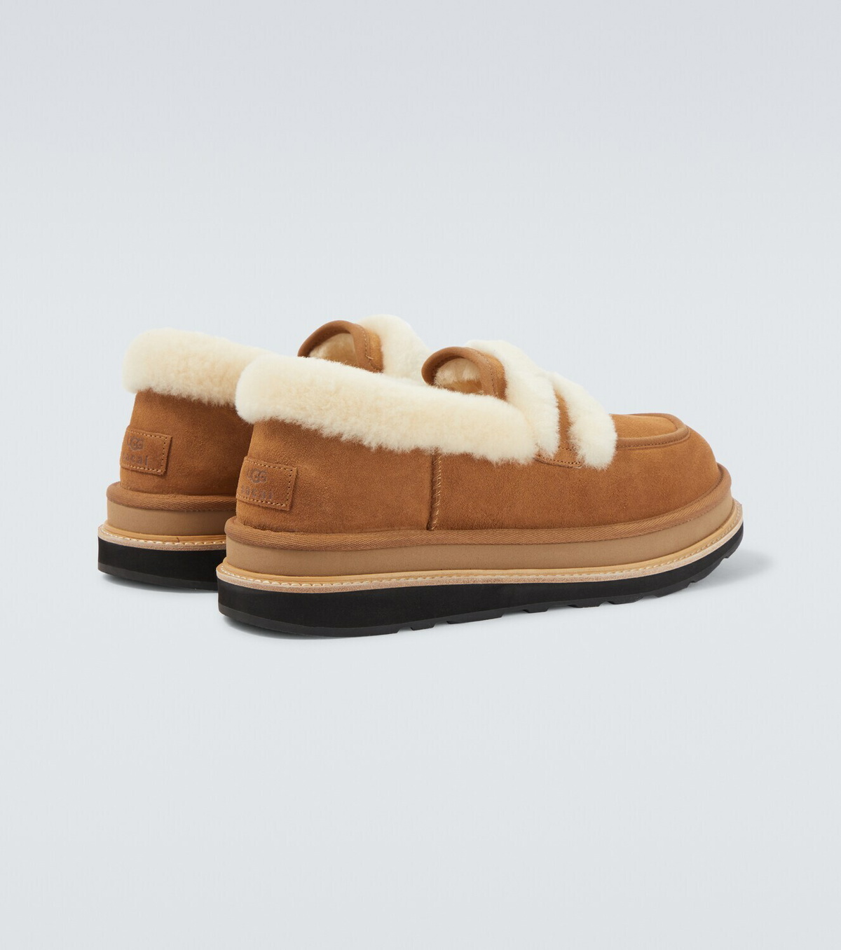 Sacai x UGG suede and shearling penny loafers Sacai