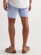 NN07 - Gregor Straight-Leg Striped Cotton-Blend Seersucker Drawstring Shorts - Blue