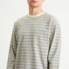 Beams Plus Men's Long Sleeve Multi Pin Pocket T-Shirt in Off White