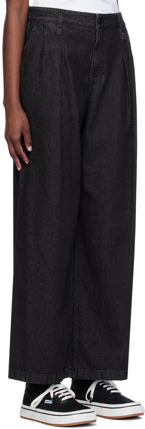 Wooyoungmi Black One-Tuck Wide Jeans