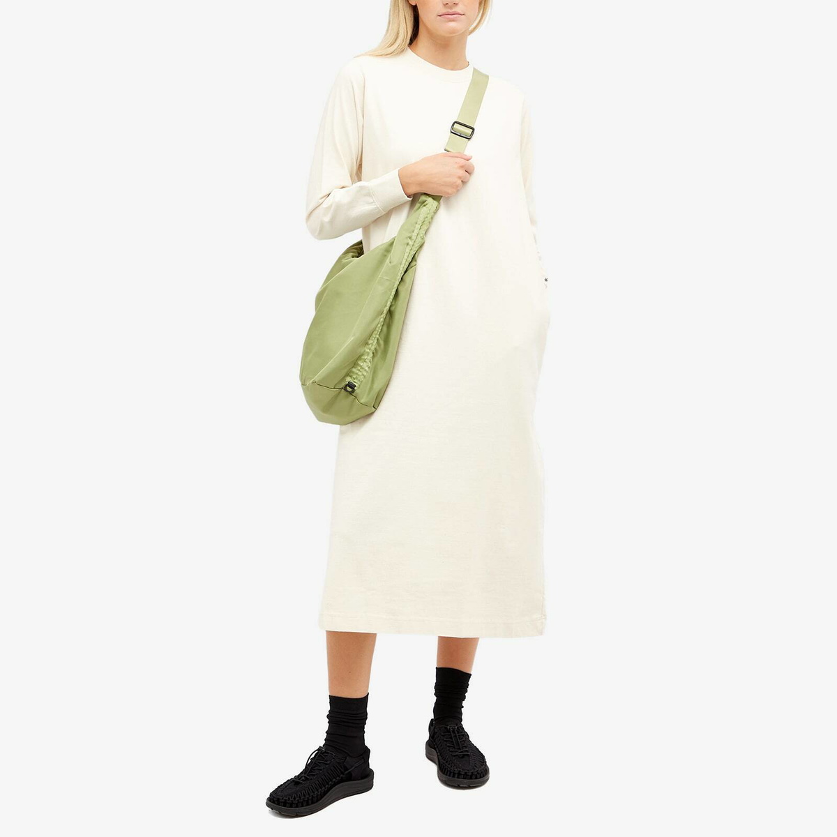 Snow Peak Women's Recycled Cotton Midi Dress in Ecru