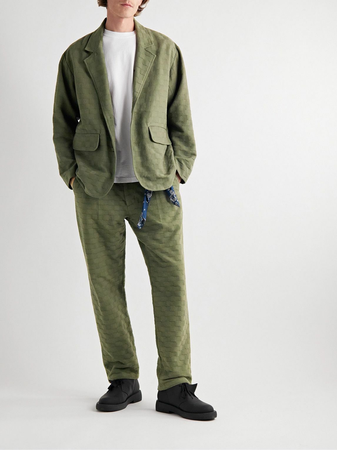 GENERAL ADMISSION - Checked Cotton-Twill Jacquard Suit Jacket - Green
