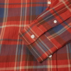 Beams Plus Men's Button Down Check Shirt in Red