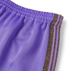 Needles - Glittered Webbing-Trimmed Tech-Jersey Track Pants - Purple