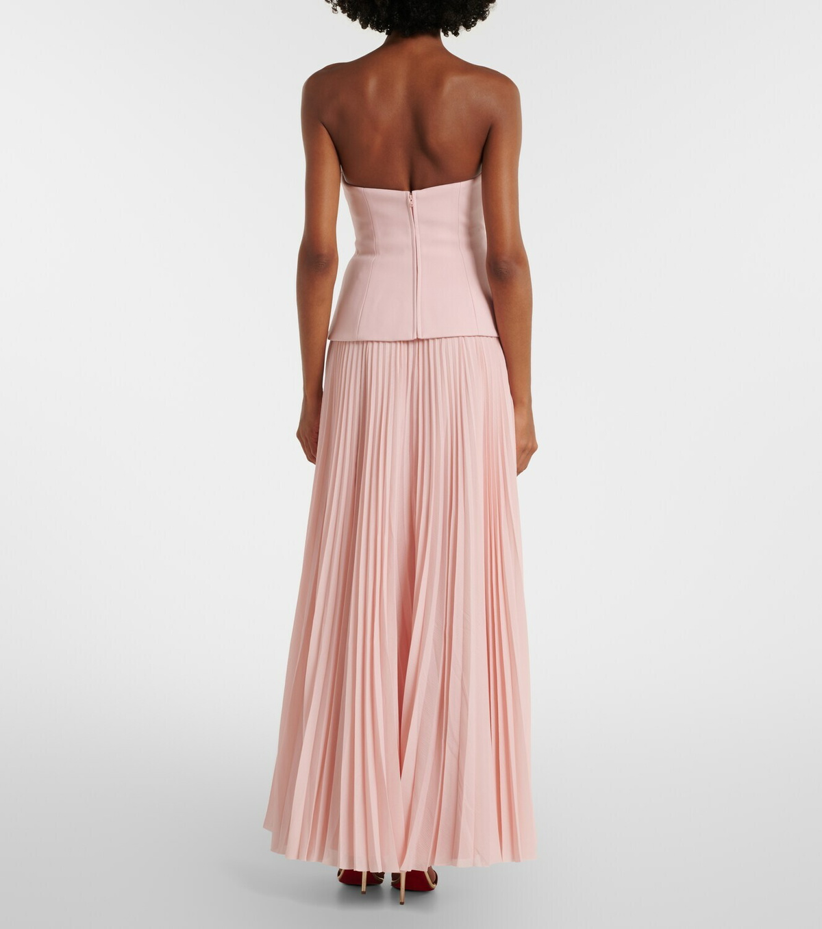 Solace London Britt pleated strapless gown