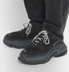 Balenciaga - Triple S Clear Sole Mesh, Nubuck and Leather Sneakers - Black